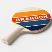 砂漠のレトロレインボーはっきりしたストライプの（名前あり） 卓球ラケット (正面アングル)