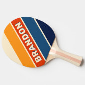 砂漠のレトロレインボーはっきりしたストライプの（名前あり） 卓球ラケット (横)