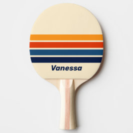 砂漠のレトロレインボーストライプネーム入り 卓球ラケット