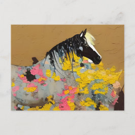 砂漠のワイルドフラワーポストカードにマスタング ポストカード