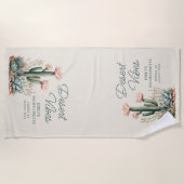 砂漠のヴィブランス ブライズメイド パーティー 開花するサボテン ビーチタオル (正面)