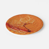 砂漠の中のローンツリーライフお祝いの紙 ペーパープレート (アングル)