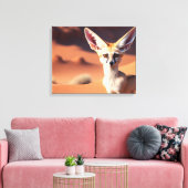 砂漠の中の可愛い大きな耳のフェンネックキツネ キャンバスプリント (インサイチュ (リビング))