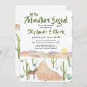砂漠の冒険が多肉質ボホ赤ちゃんシャワーを開始 招待状 (正面/裏面)