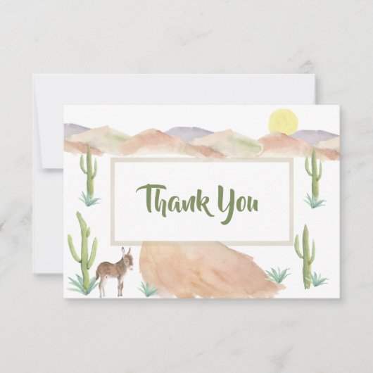 砂漠の冒険が始まる赤ちゃんシャワーありがとう サンキューカード (正面)