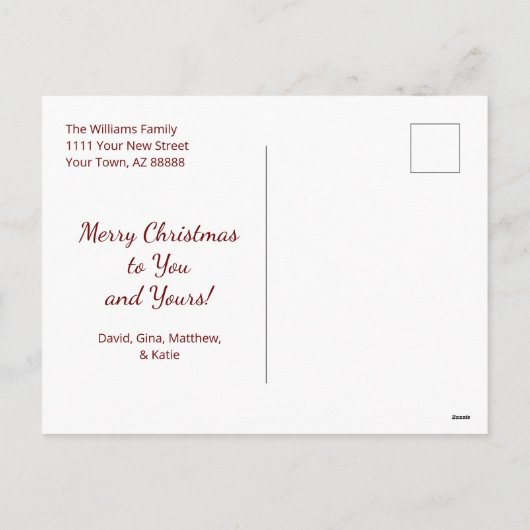 砂漠の南西のピリッとした梨サボテンのクリスマス シーズンポストカード (裏面)