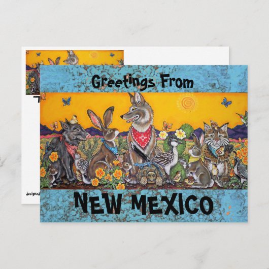 砂漠の南西の動物とニューメキシコのはがき ポストカード (正面/裏面)