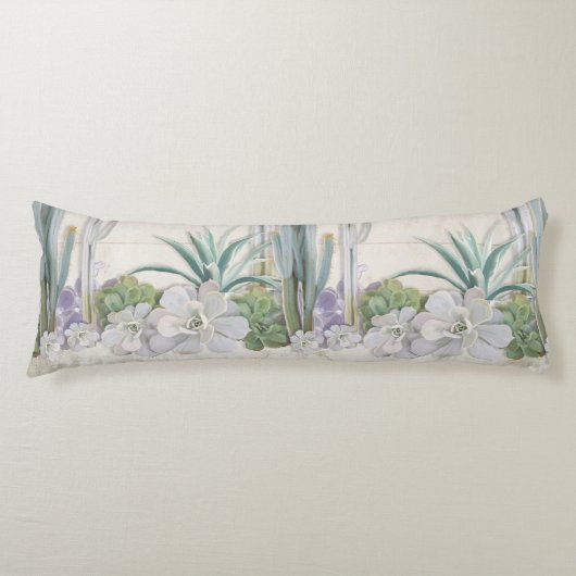 砂漠の南西サボテンの水気が多いShiplap木 ボディピロー (正面)