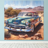 砂漠の古い青い無人車も キャンバスプリント (インサイチュ (ウッドフロア))