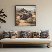 砂漠の古い青い無人車も クッション