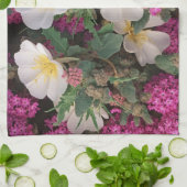 砂漠の夕べプリムローズと砂漠の砂のベルベナ キッチンタオル (折り畳み)