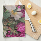 砂漠の夕べプリムローズと砂漠の砂のベルベナ キッチンタオル (四つ折り)