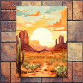 砂漠の夕日とサボテン南西結婚の セーブザデート