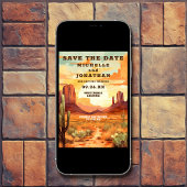 砂漠の夕日とサボテン南西結婚の セーブザデート