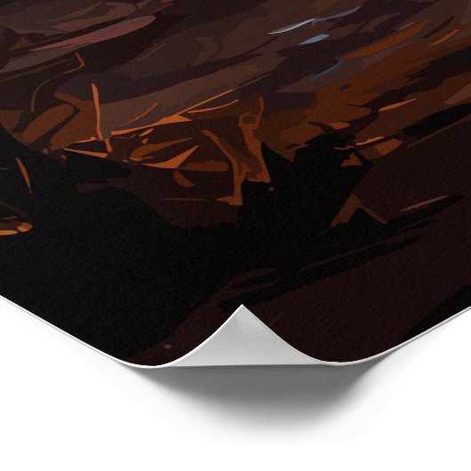 砂漠の夕日に乗る馬、穏やかなウォールアート ポスター (角)