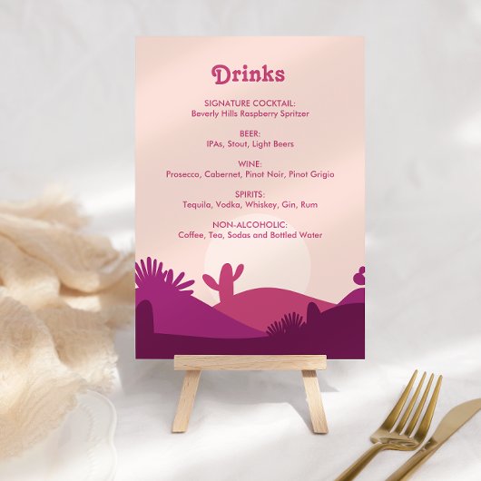 砂漠の夕日のバチェロレッテドリンクのメニュー記号