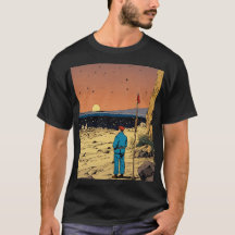 砂漠の夕日の中の孤独な旅人アート