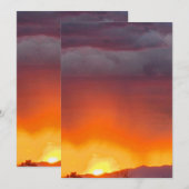 砂漠の夕日の写真 サンキューカード (正面/裏面)