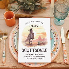 砂漠の夕日ウォーターカラーブライドトゥビーバチェロレッテ 招待状