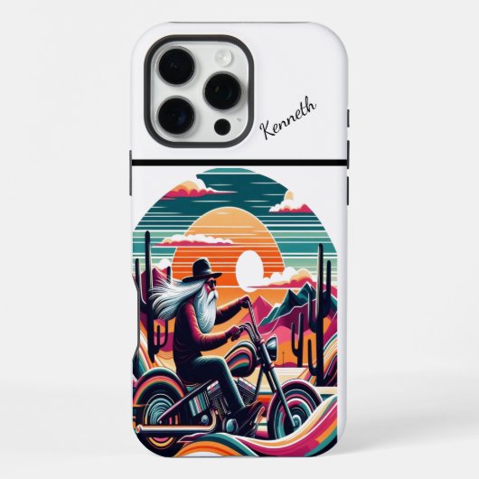 砂漠の夕日ライド iPhoneケース (裏面)