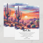 砂漠の夕日 グロー 水彩 南西部 サンキュー 招待状 (正面/裏面)