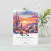 砂漠の夕日 グロー 水彩 南西部 サンキュー 招待状 (スタンド正面)