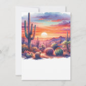 砂漠の夕日 グロー 水彩 南西部 サンキュー 招待状 (裏面)