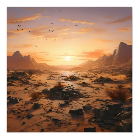 砂漠の夕日 フォトプリント            (正面)