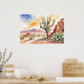 砂漠の夕日 ポスター (キッチン)