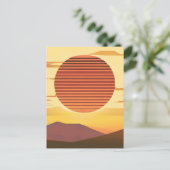 砂漠の夕日 ラストオレンジとブラウン ポストカード (スタンド正面)