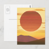 砂漠の夕日 ラストオレンジとブラウン ポストカード (正面/裏面)