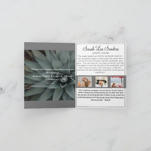 砂漠の夕暮れ折りメモリアルカード 案内状 (内部)