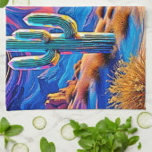 砂漠の夕焼け キッチンタオル (折り畳み)