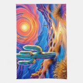 砂漠の夕焼け キッチンタオル (縦)