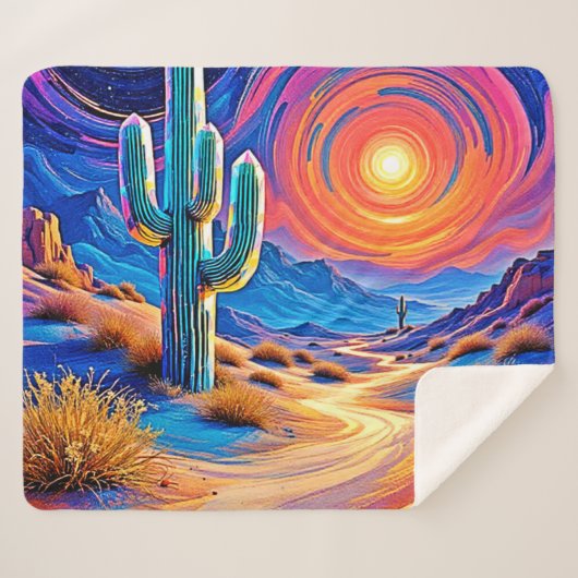 砂漠の夕焼け シェルパブランケット (正面(横))