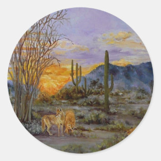 「砂漠の夕焼け」シール ラウンドシール