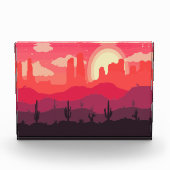 砂漠の夕焼け フォトブロック (正面)