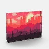 砂漠の夕焼け フォトブロック (左)