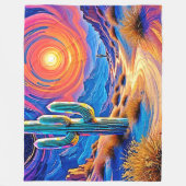 砂漠の夕焼け フリースブランケット (正面)