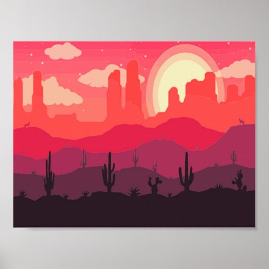 砂漠の夕焼け ポスター (正面)