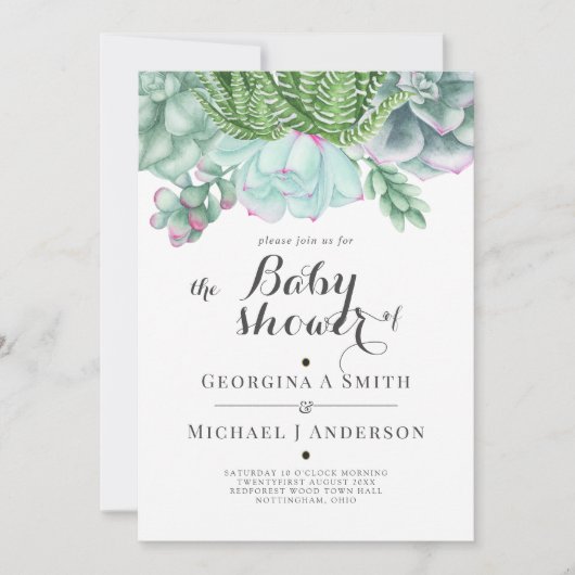 砂漠の多汁水の色のベビーシャワー 招待状 (正面)