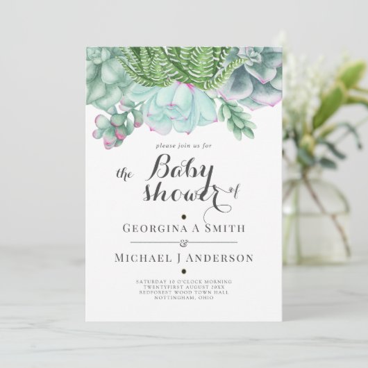 砂漠の多汁水の色のベビーシャワー 招待状 (スタンド正面)