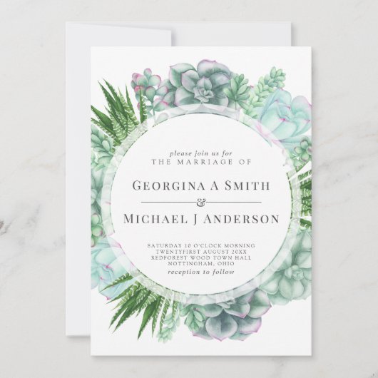 砂漠の多汁水の色結婚の 招待状 (正面)