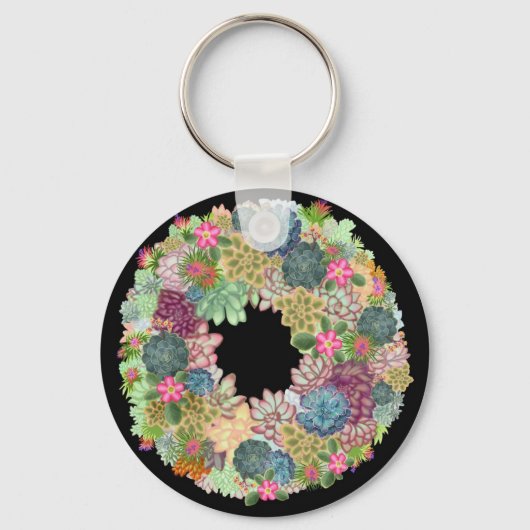 砂漠の多肉性リースキーチェーン キーホルダー (正面)