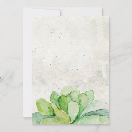 砂漠の多肉性結婚式招待状 – 石 招待状 (裏面)