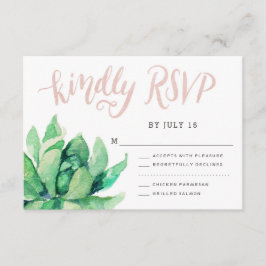 砂漠の多肉性RSVPカード – ピンク 出欠カード