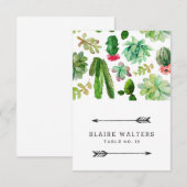 砂漠の多肉植物のウェディング プレイスクカード 招待状 (正面/裏面)