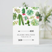 砂漠の多肉植物の結婚式の名札 招待状 (スタンド正面)