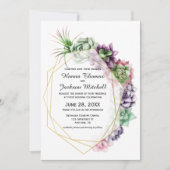 砂漠の多肉植物 ウェディング 招待状 (正面)