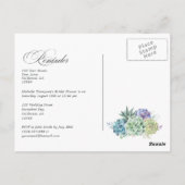 砂漠の多肉植物 ブライダルシャワーのリマインダー RSVP ポスト ポストカード (裏面)